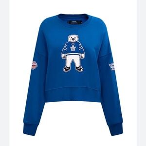 Toronto Maple Leafs Pro Standard Cropped  Crewneck Sweatshirt Blue Embroidered-S